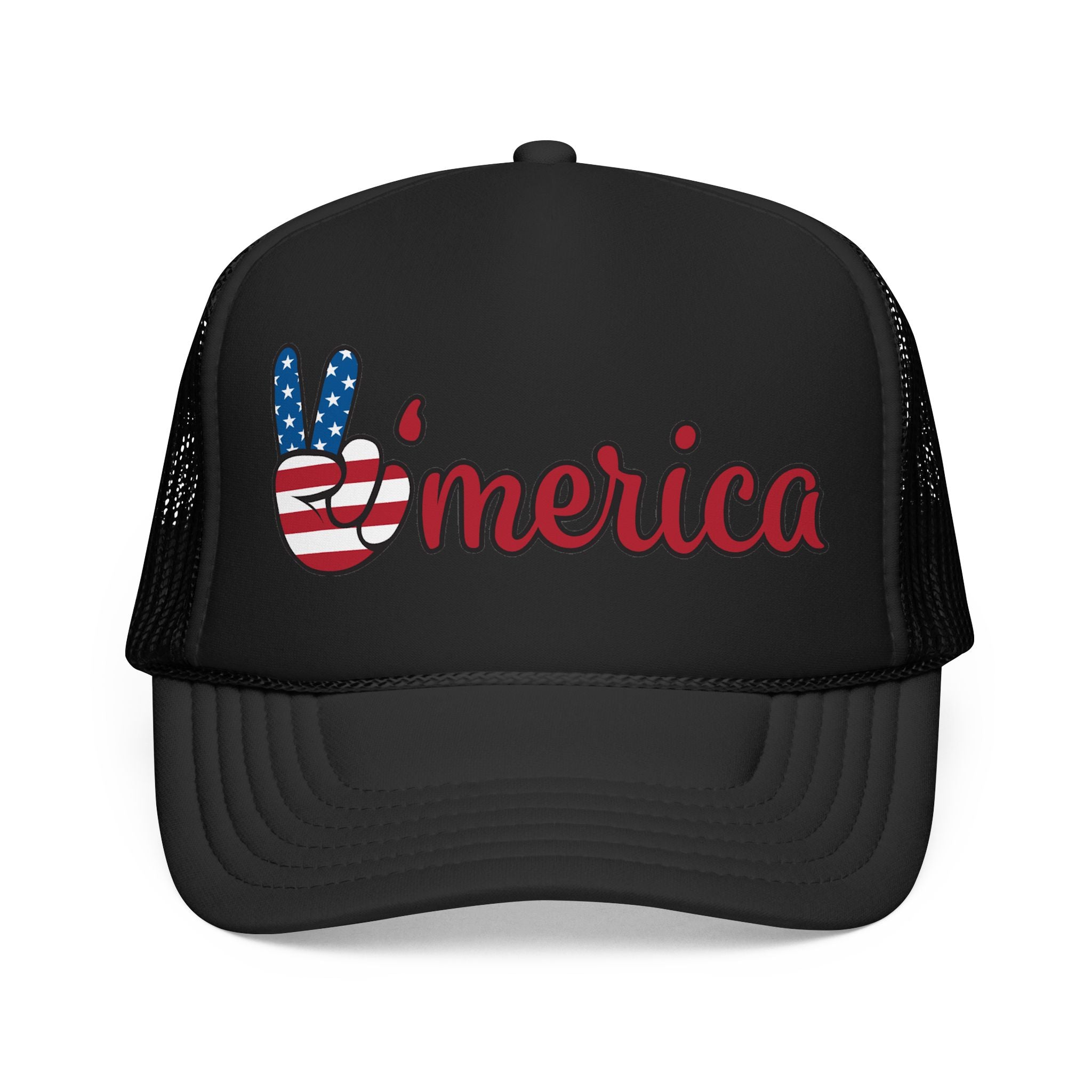 Trucker Hat — 'Merica Peace Sign USA Flag Foam Trucker Hat