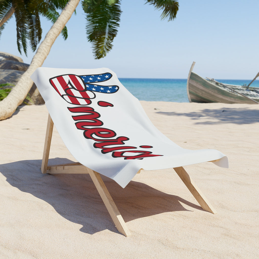 'Merica American Flag Peace Sign Beach Towel – Patriotic 4th of July Pool & Beach Towel