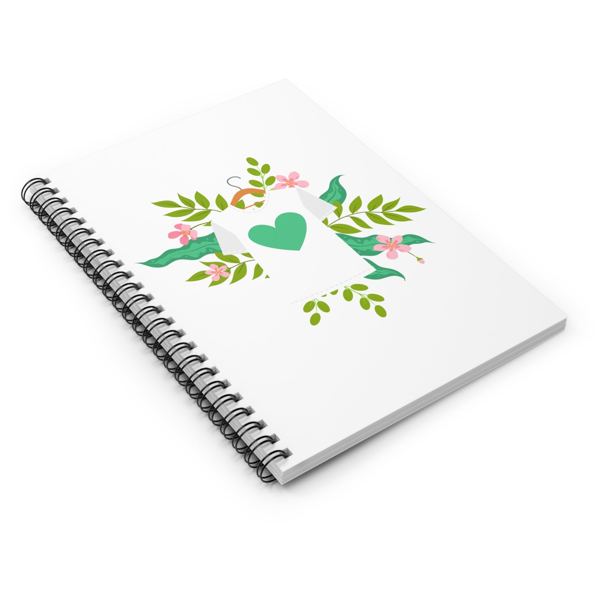 Floral Heart T-Shirt Spiral Notebook