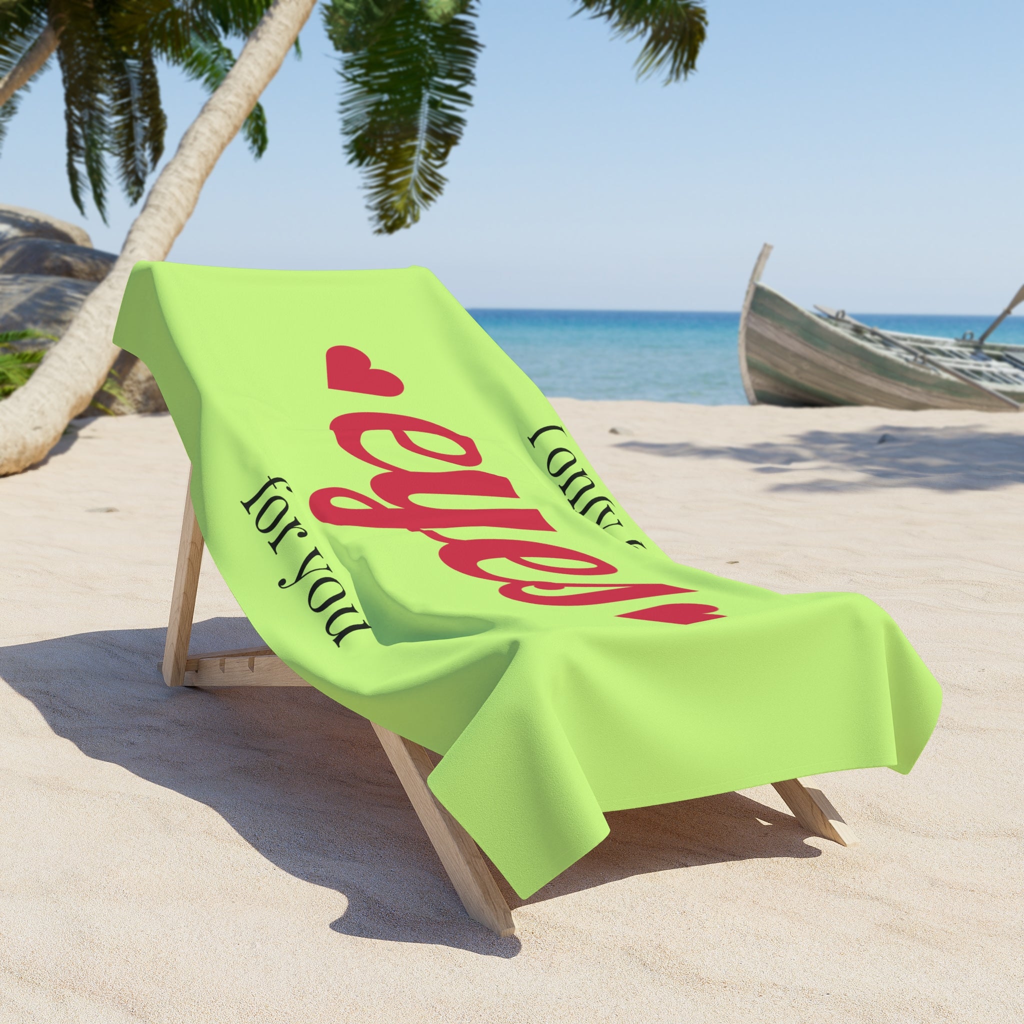 Beach Towel — "I Only Have Eyes For You" Retro Valentine Beach Towel