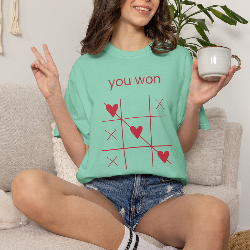 You Won My Heart T-Shirt — Tic-Tac-Toe Heart Valentine Tee