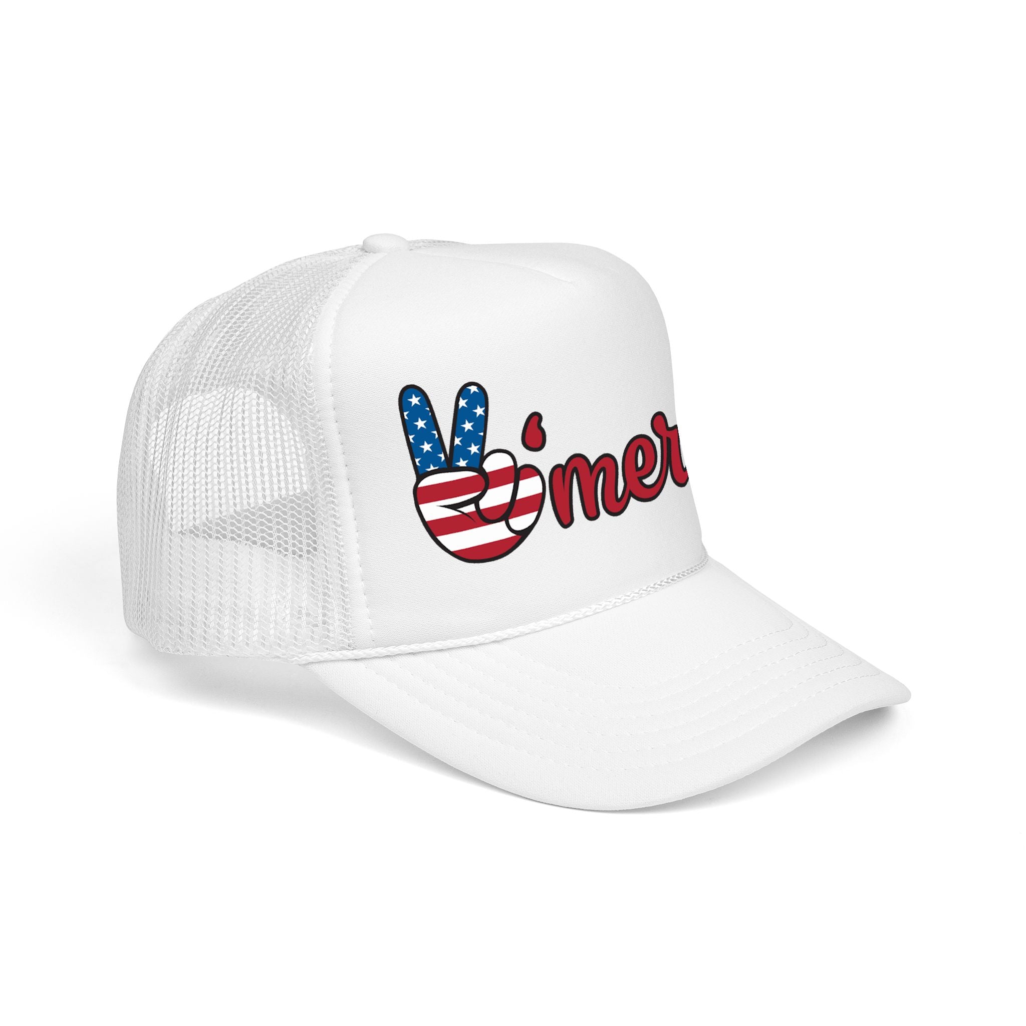 Trucker Hat — 'Merica Peace Sign USA Flag Foam Trucker Hat