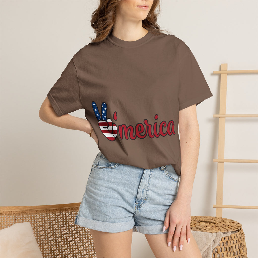 'Merica Peace Sign T-Shirt — Patriotic USA Flag Graphic Tee for 4th of July