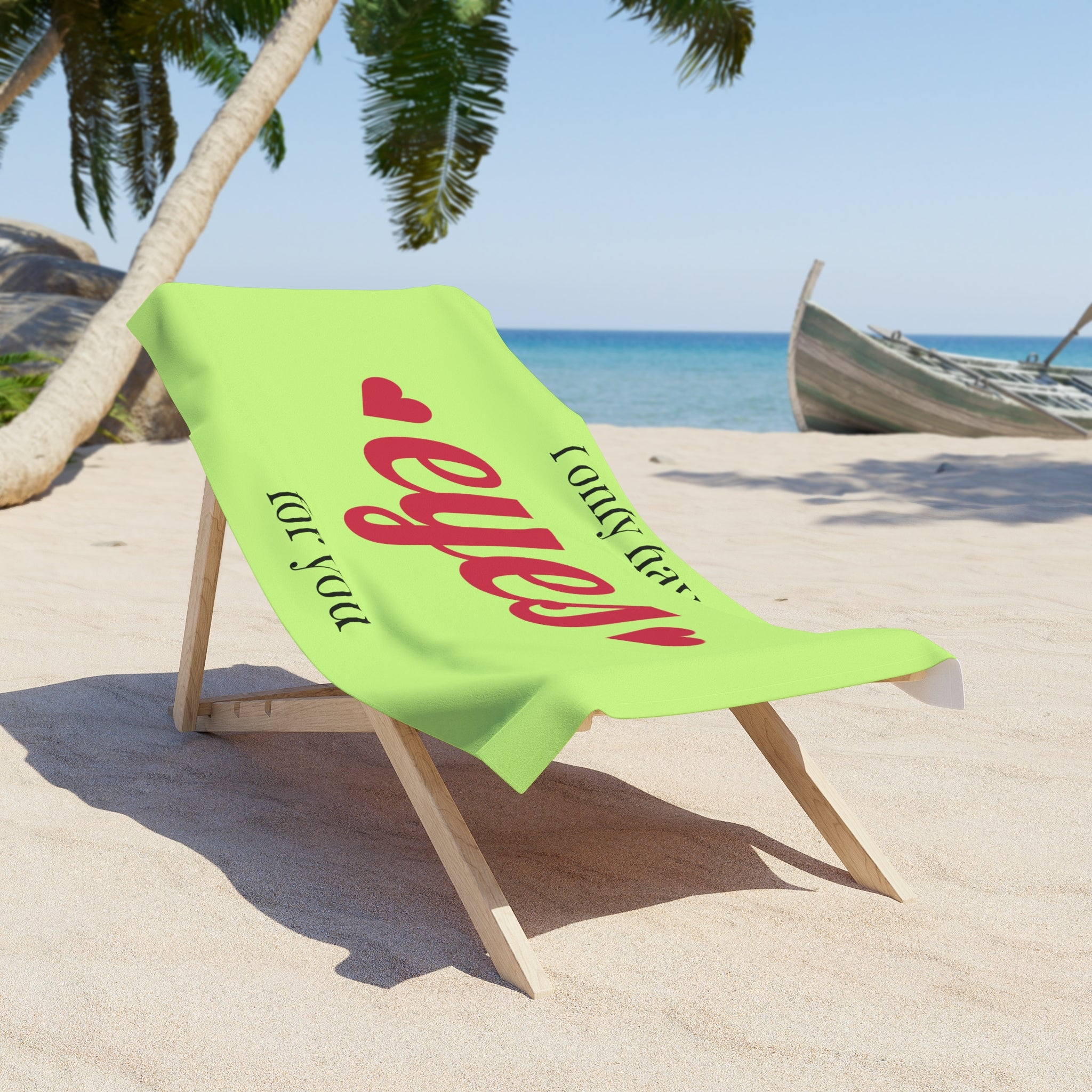 Beach Towel — "I Only Have Eyes For You" Retro Valentine Beach Towel