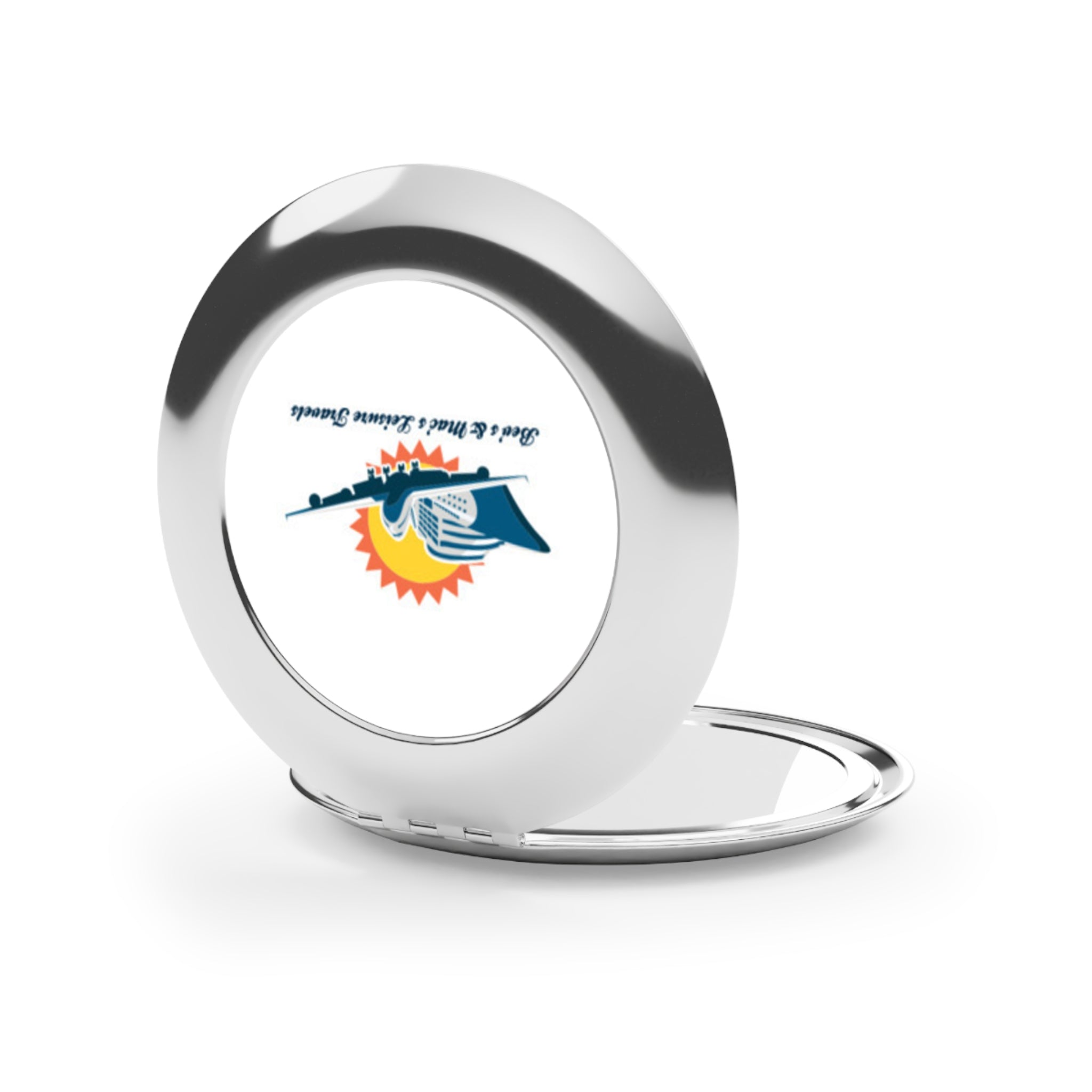 Compact Travel Mirror — Aviation Sunset Logo Pocket Mirror for Travelers