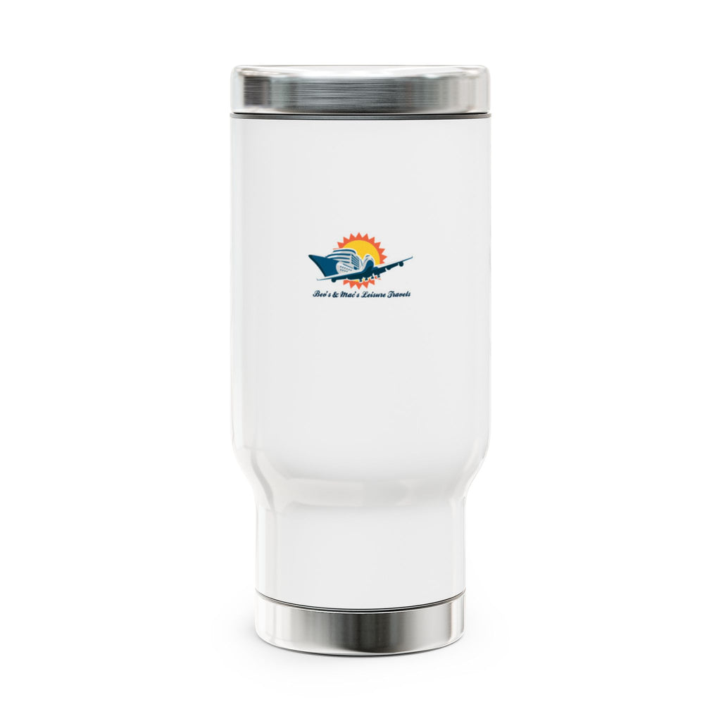 Travel Mug — Beach Sunrise Logo 14oz Stainless Steel Travel Mug with Handle