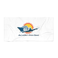 Travel Beach Towel — Retro Plane & Sun Logo (Bev’s & Mac’s Leisure Travels)