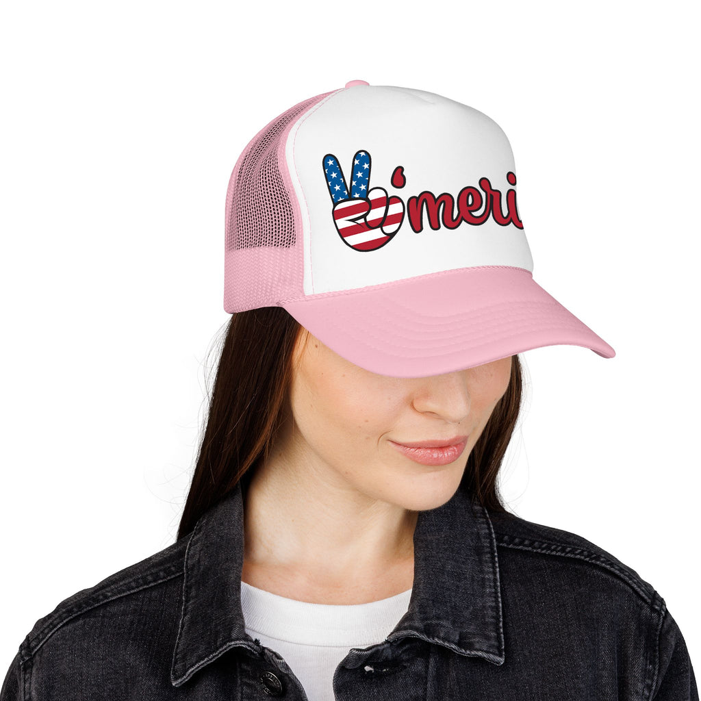 Trucker Hat — 'Merica Peace Sign USA Flag Foam Trucker Hat