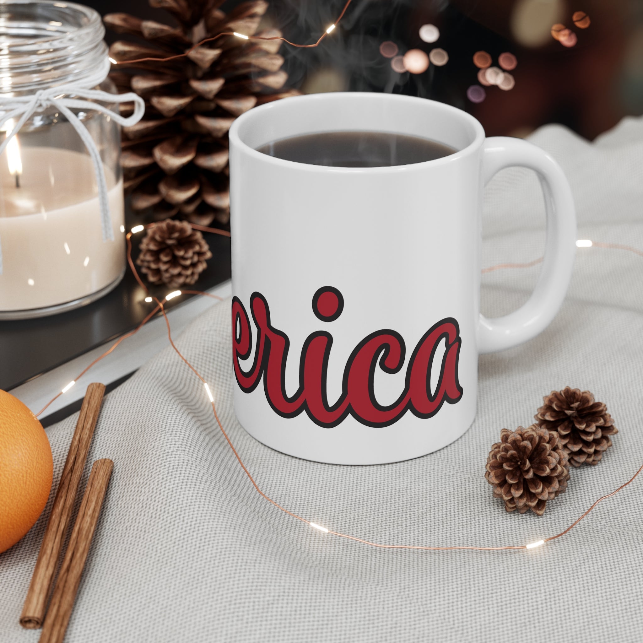 Patriotic Peace Sign Mug - American Flag 11oz Coffee Cup