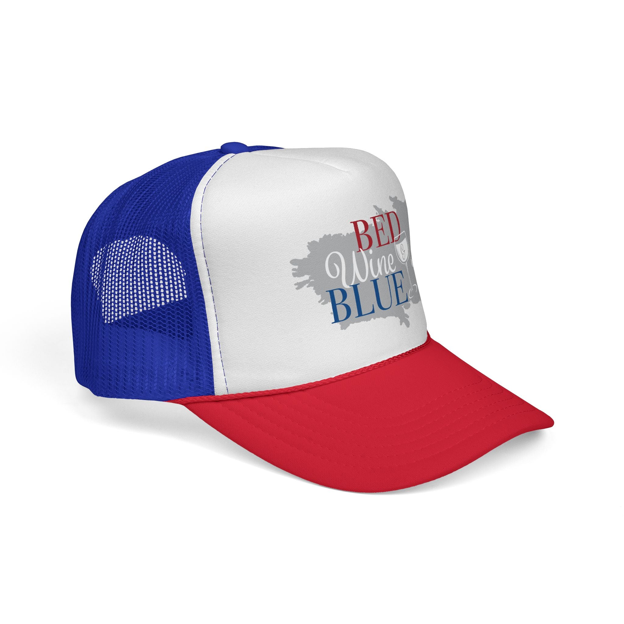 Trucker Cap — "Red Wine Blue" Patriotic Wine Lover Mesh Hat