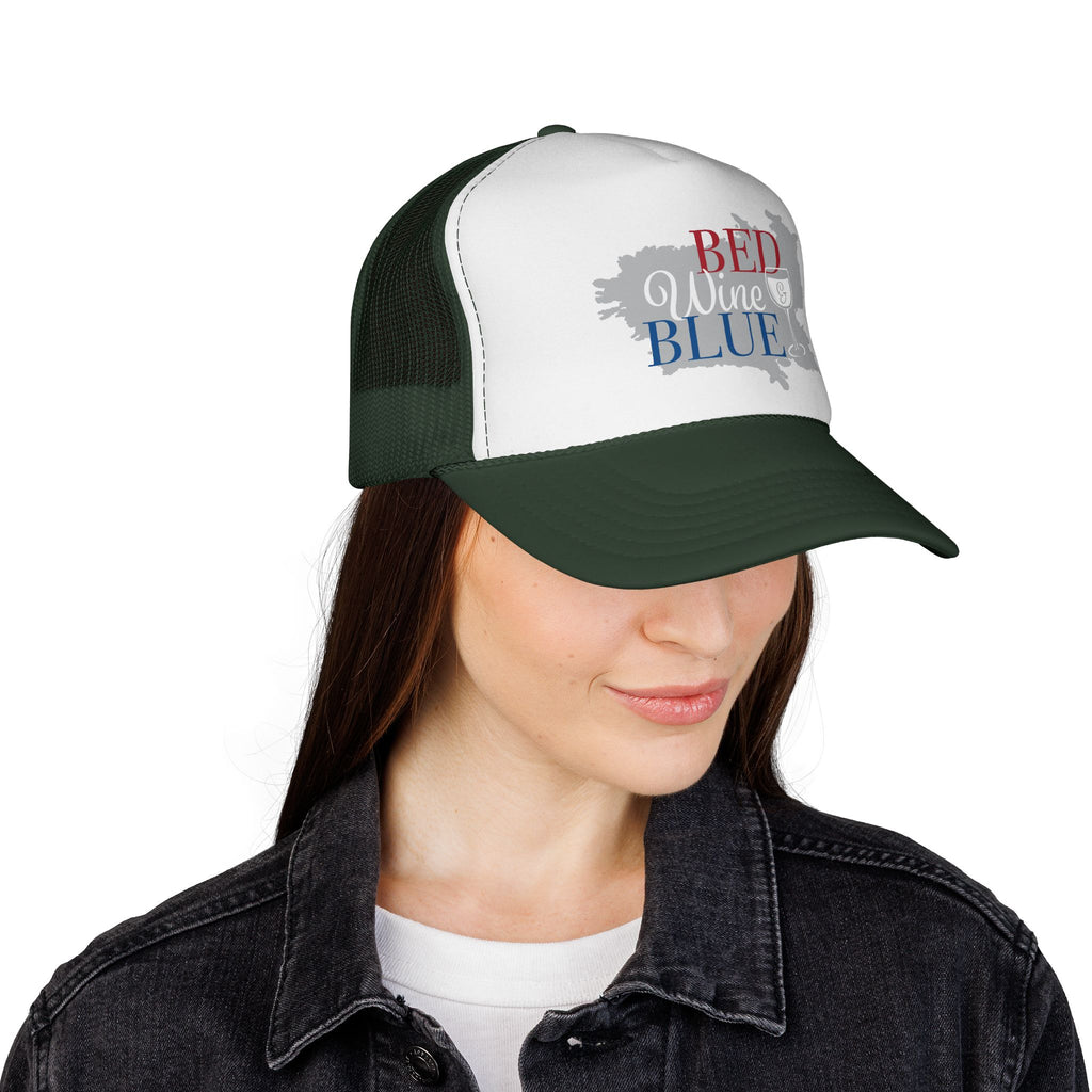 Trucker Cap — "Red Wine Blue" Patriotic Wine Lover Mesh Hat