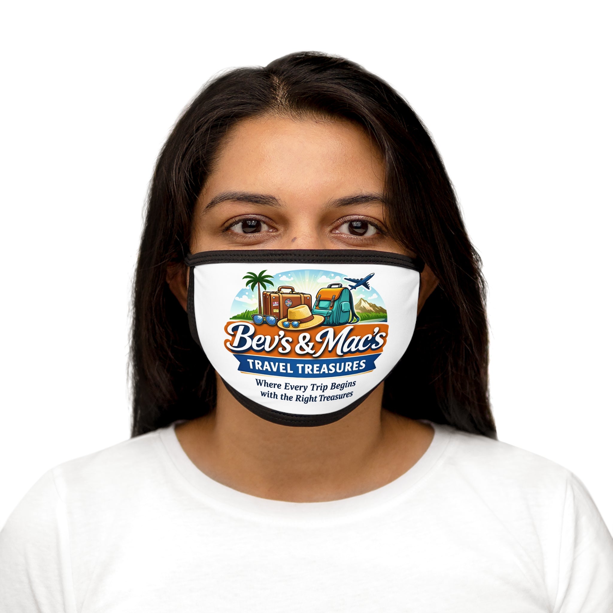 Travel Logo Face Mask — "Bev's & Mac's Travel Treasures" Protective Reusable Mask