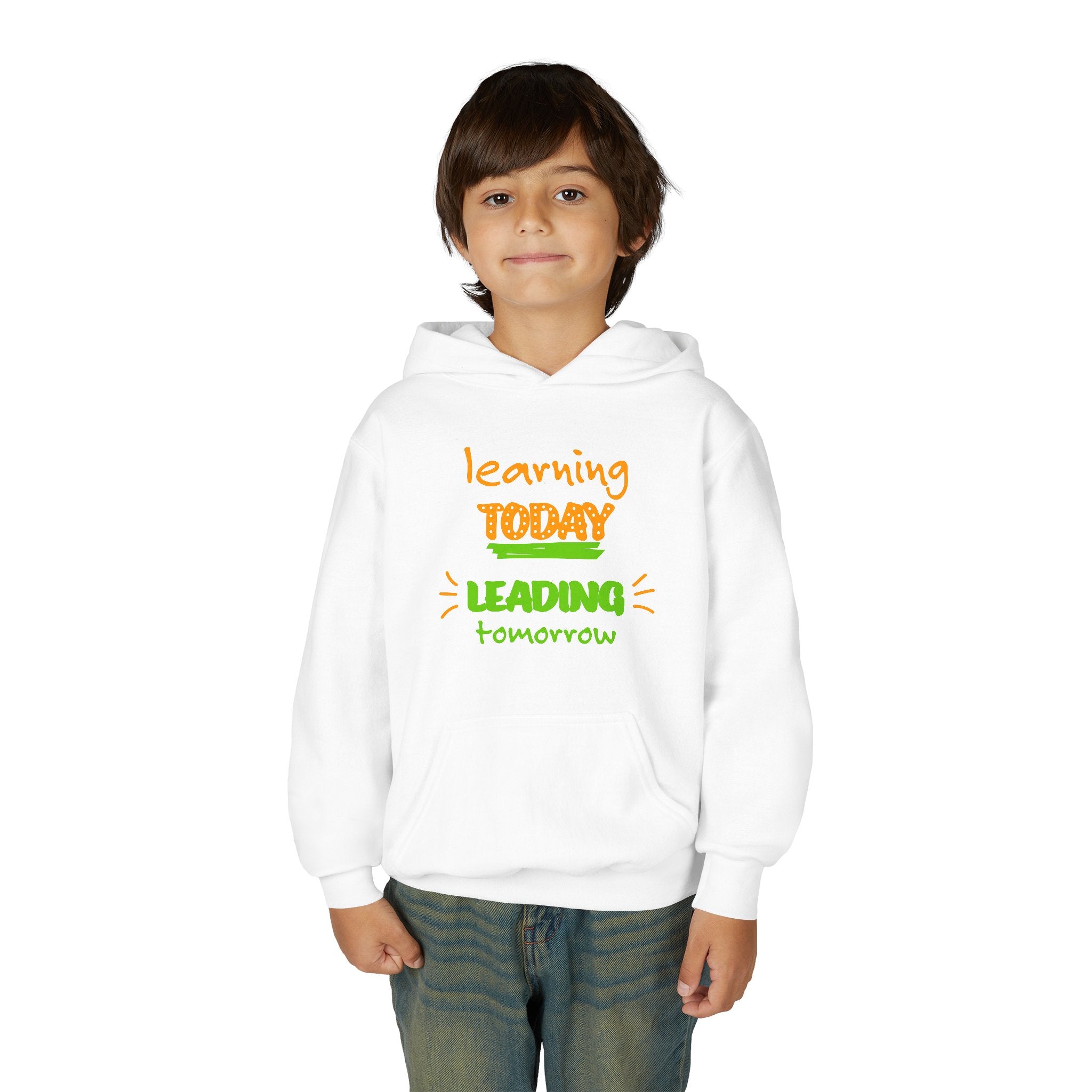 Youth Hoodie — “Learning Today, Leading Tomorrow” Inspirational School Sweatshirt