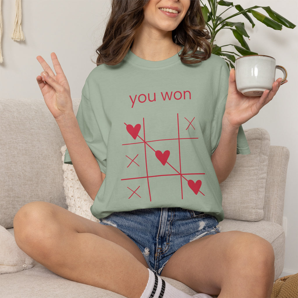 You Won My Heart T-Shirt — Tic-Tac-Toe Heart Valentine Tee