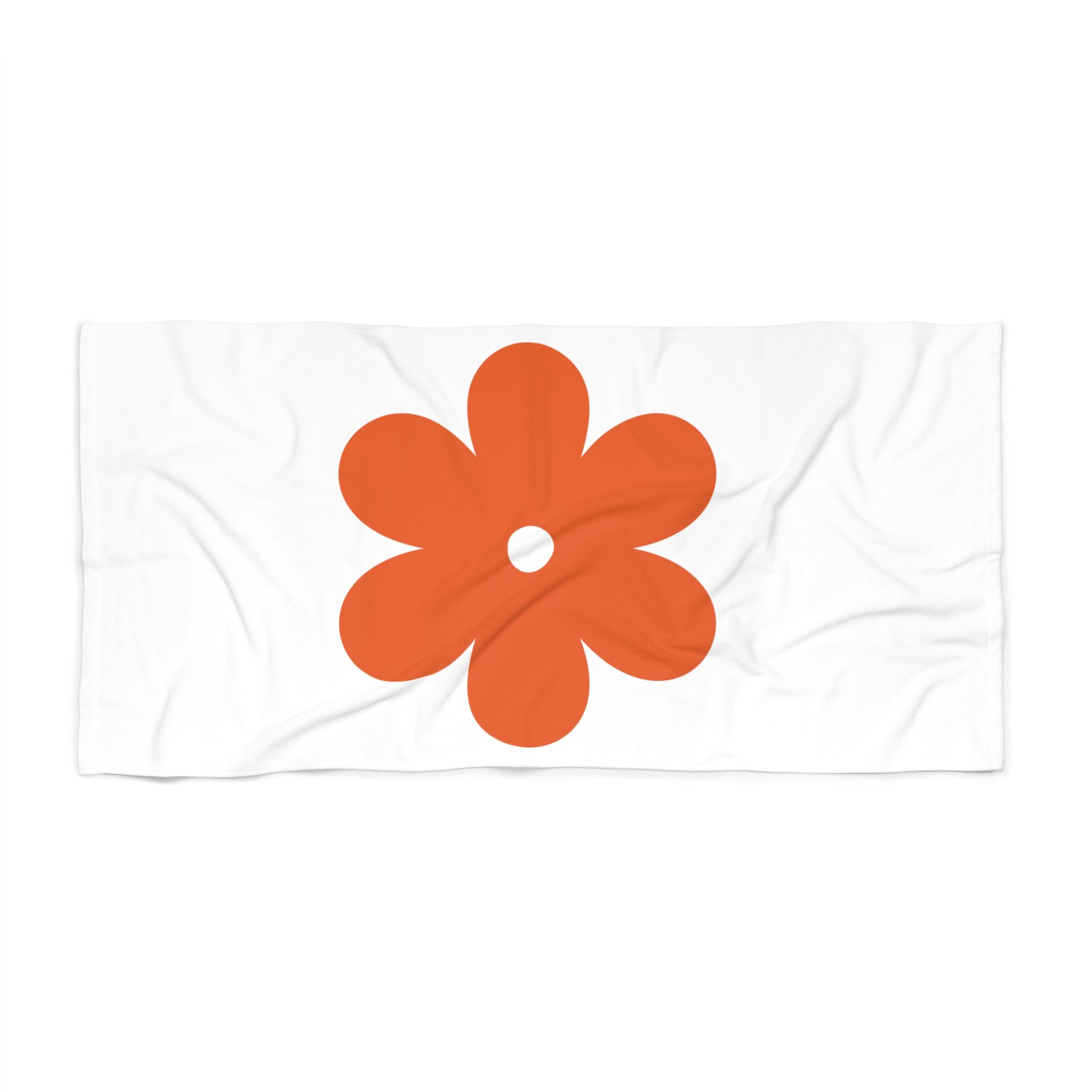 Retro Orange Flower Beach Towel — Bold Floral Summer Towel