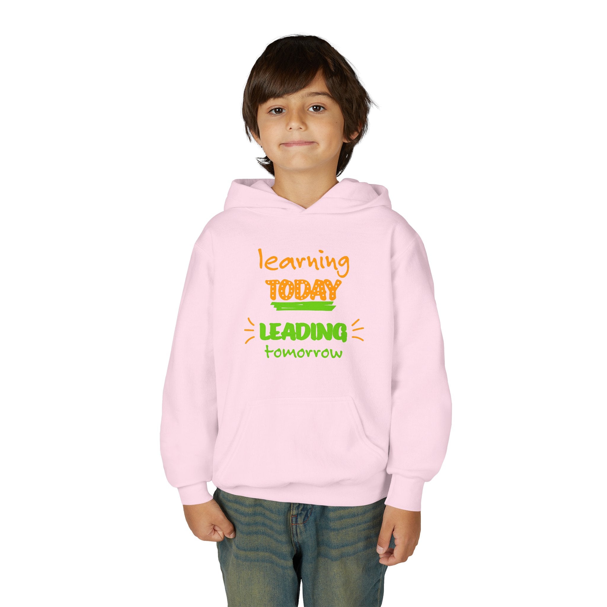 Youth Hoodie — “Learning Today, Leading Tomorrow” Inspirational School Sweatshirt