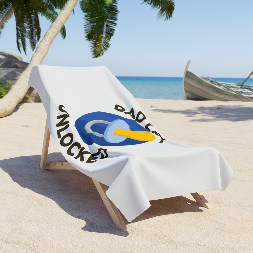 Baby Pacifier 'Dad Level Unlocked' Beach Towel — New Dad Gift