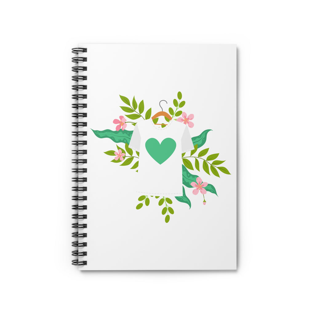Floral Heart T-Shirt Spiral Notebook