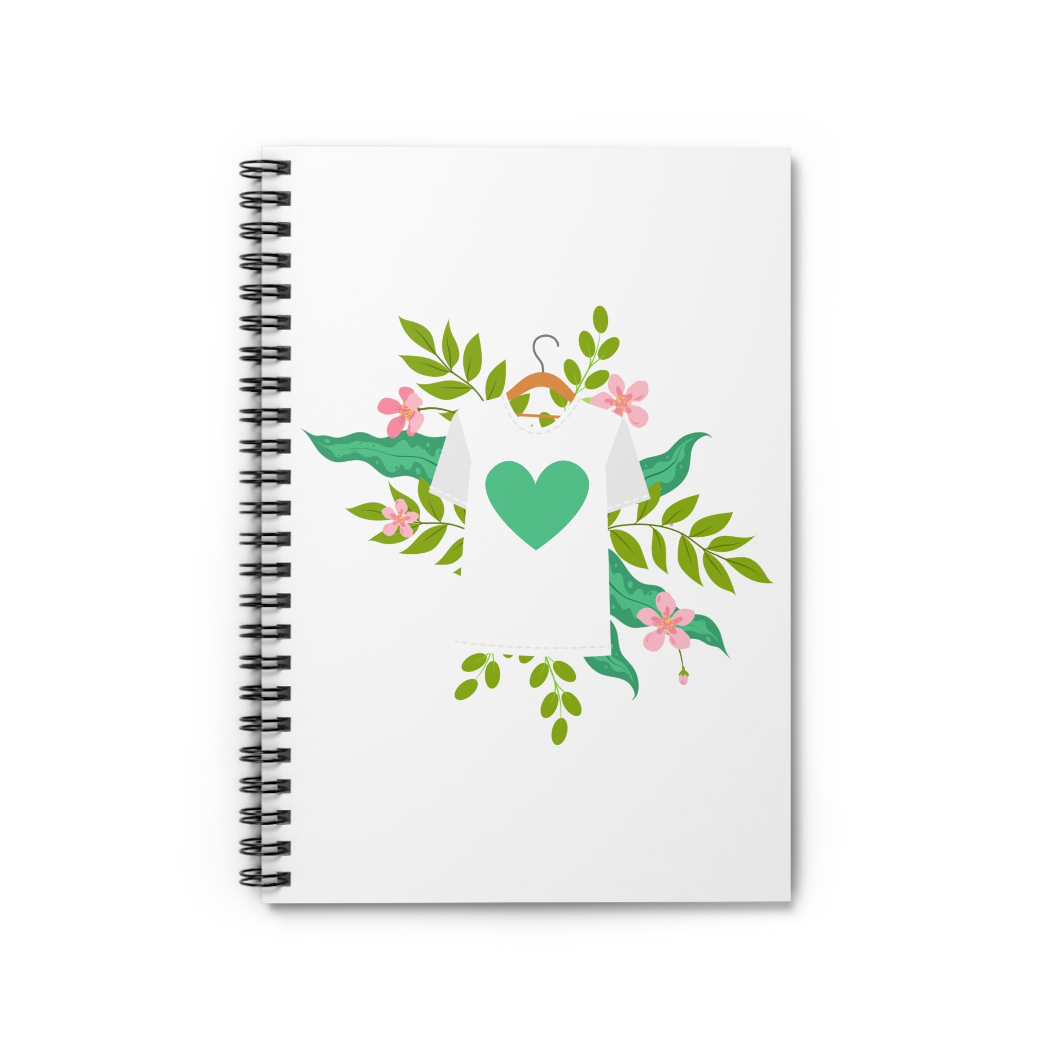 Floral Heart T-Shirt Spiral Notebook