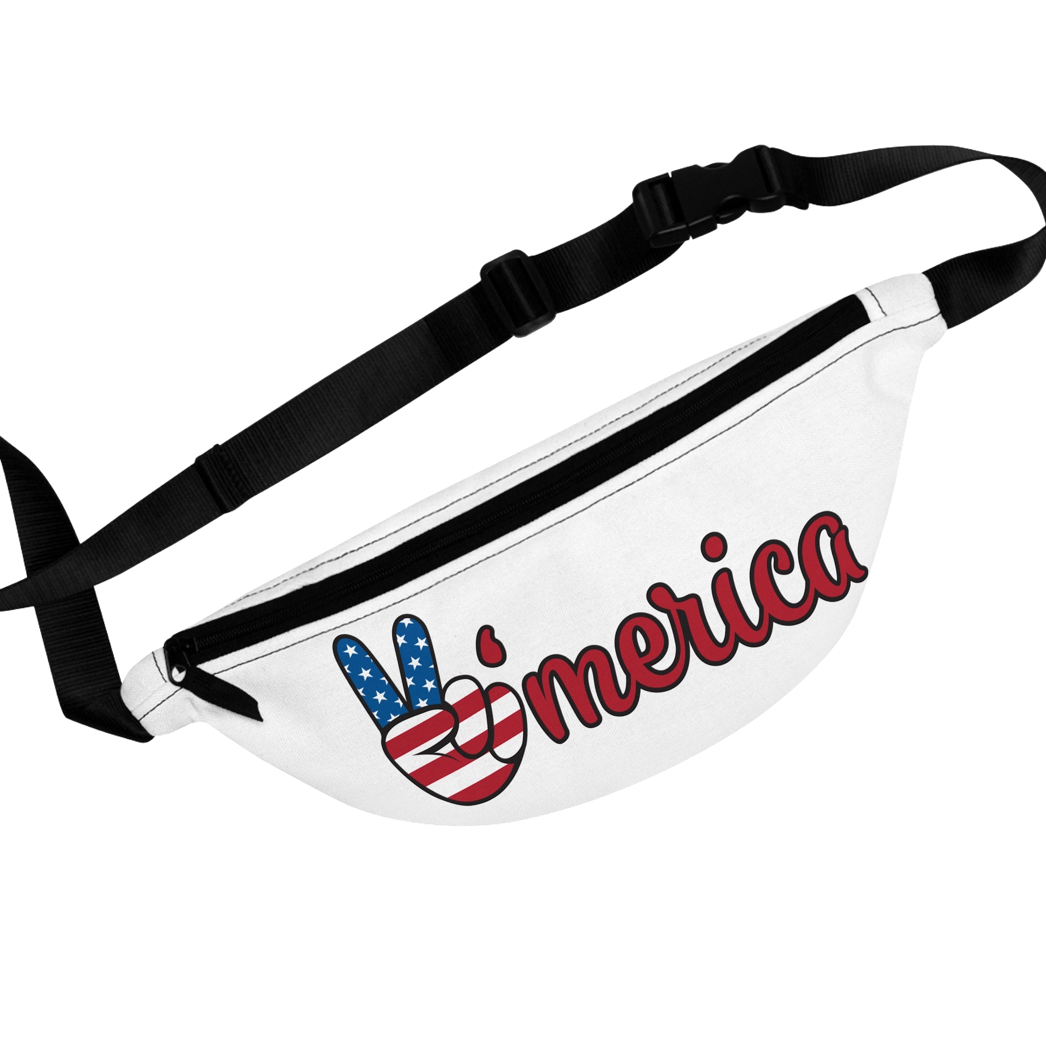 'Merica Peace Sign Fanny Pack — Patriotic USA Flag Waist Bag for 4th of July