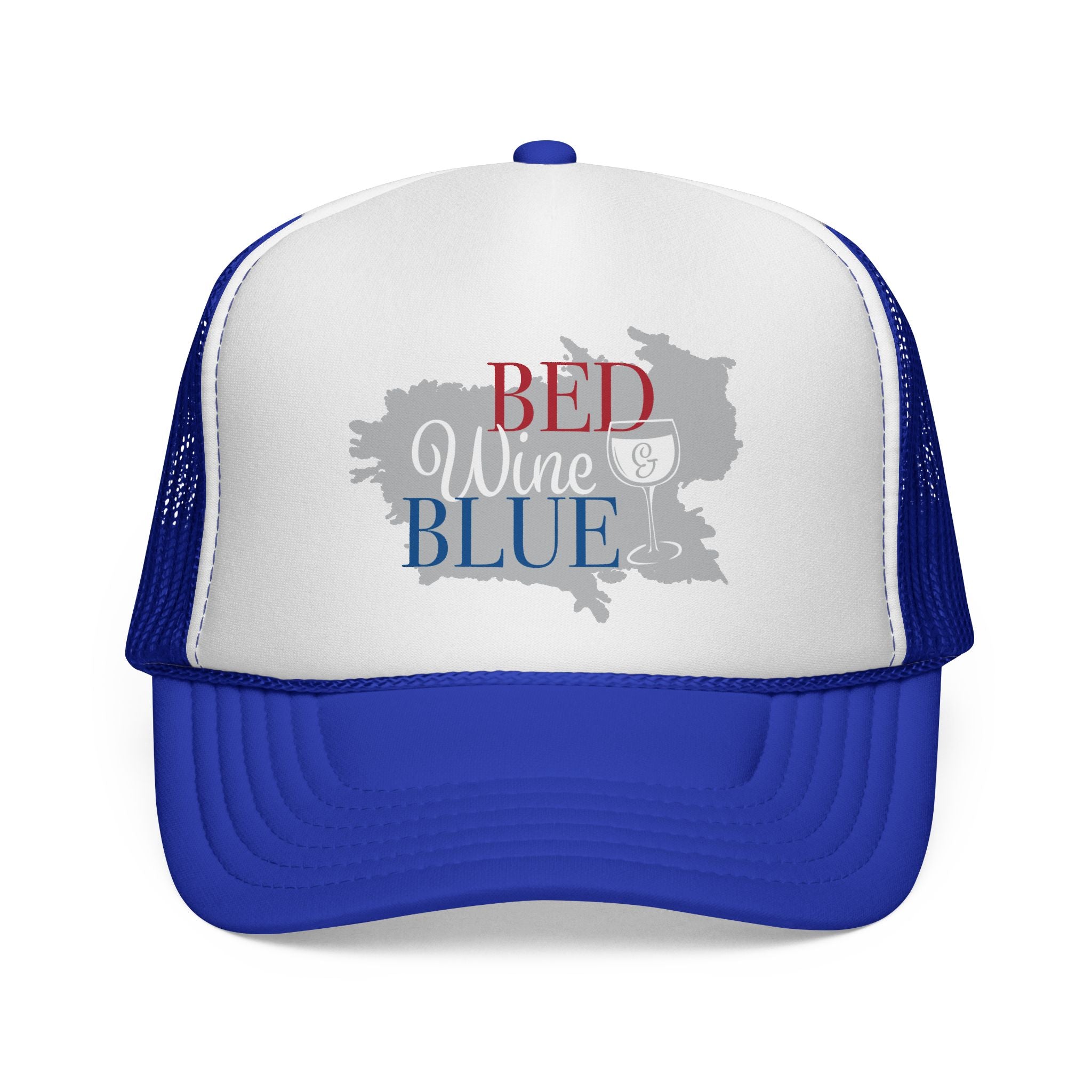 Trucker Cap — "Red Wine Blue" Patriotic Wine Lover Mesh Hat