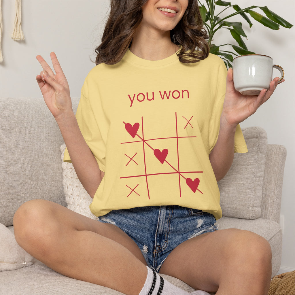 You Won My Heart T-Shirt — Tic-Tac-Toe Heart Valentine Tee