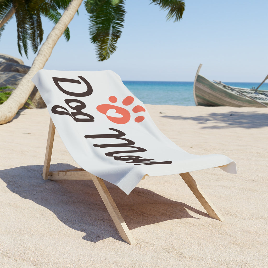 Dog Mom Beach Towel – Paw Print Heart Design