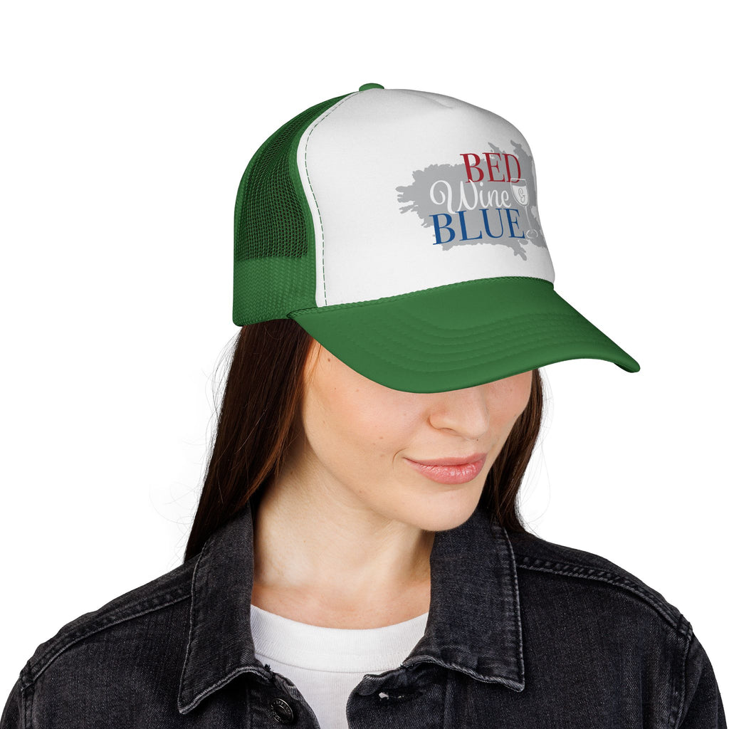 Trucker Cap — "Red Wine Blue" Patriotic Wine Lover Mesh Hat