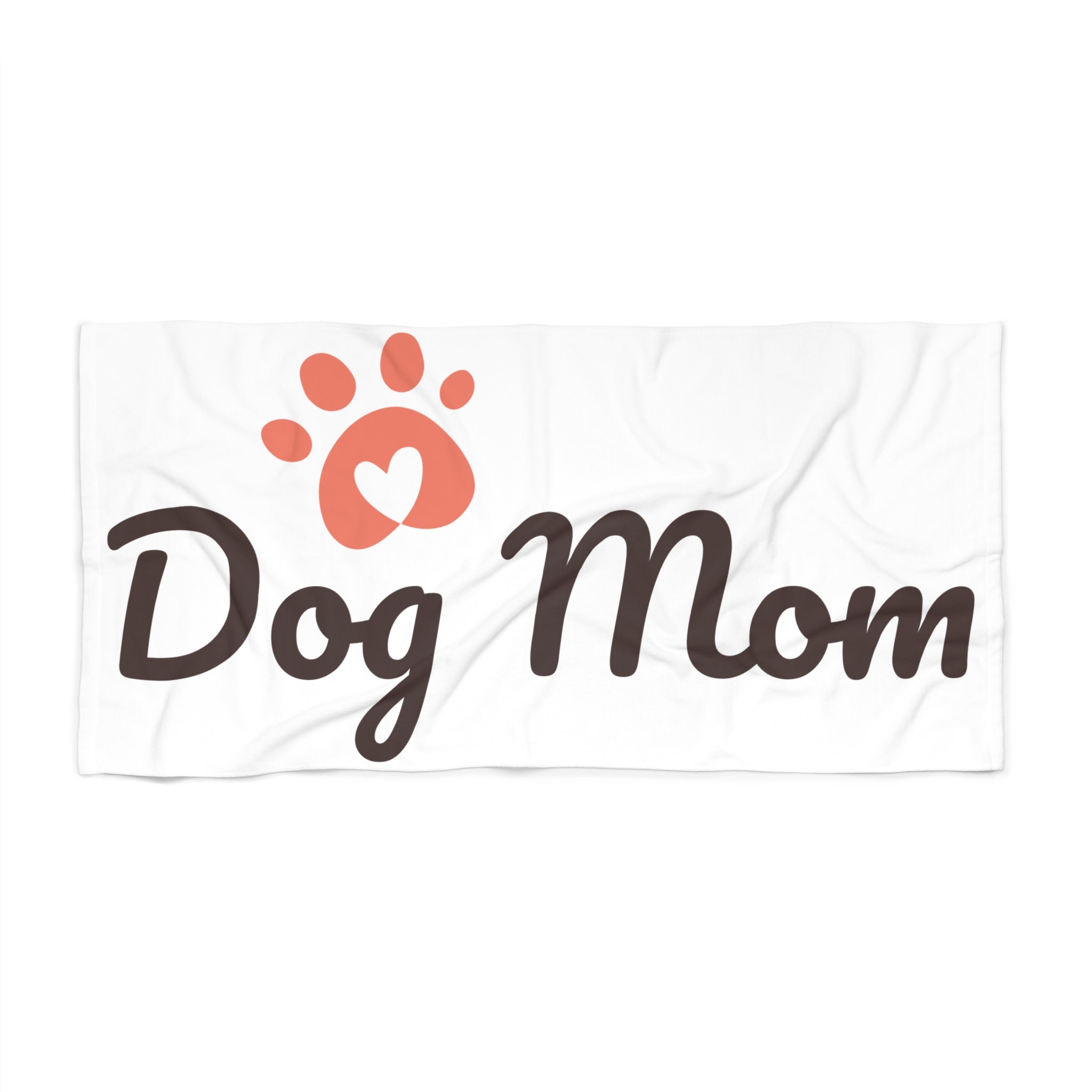 Dog Mom Beach Towel – Paw Print Heart Design