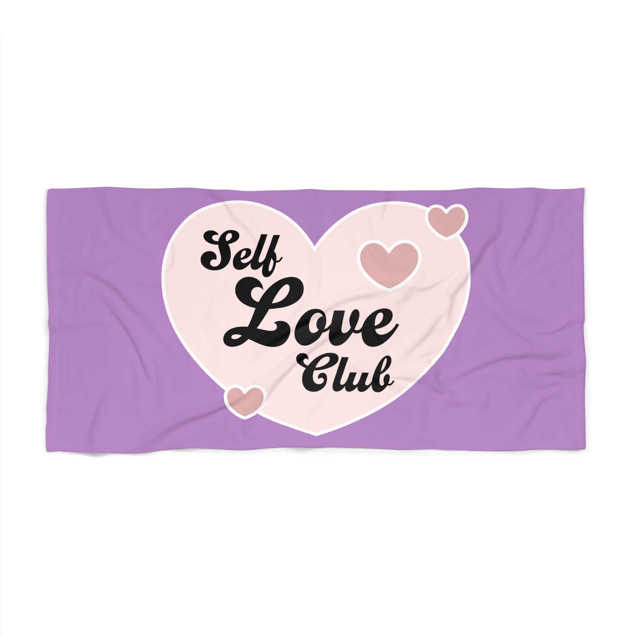 Self Love Club Beach Towel — Pink Heart Self-Care Pool & Beach Towel