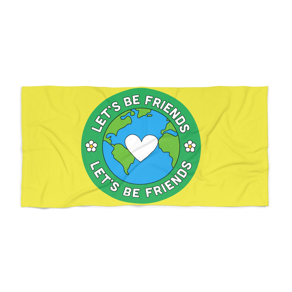 Let's Be Friends Earth Heart Beach Towel