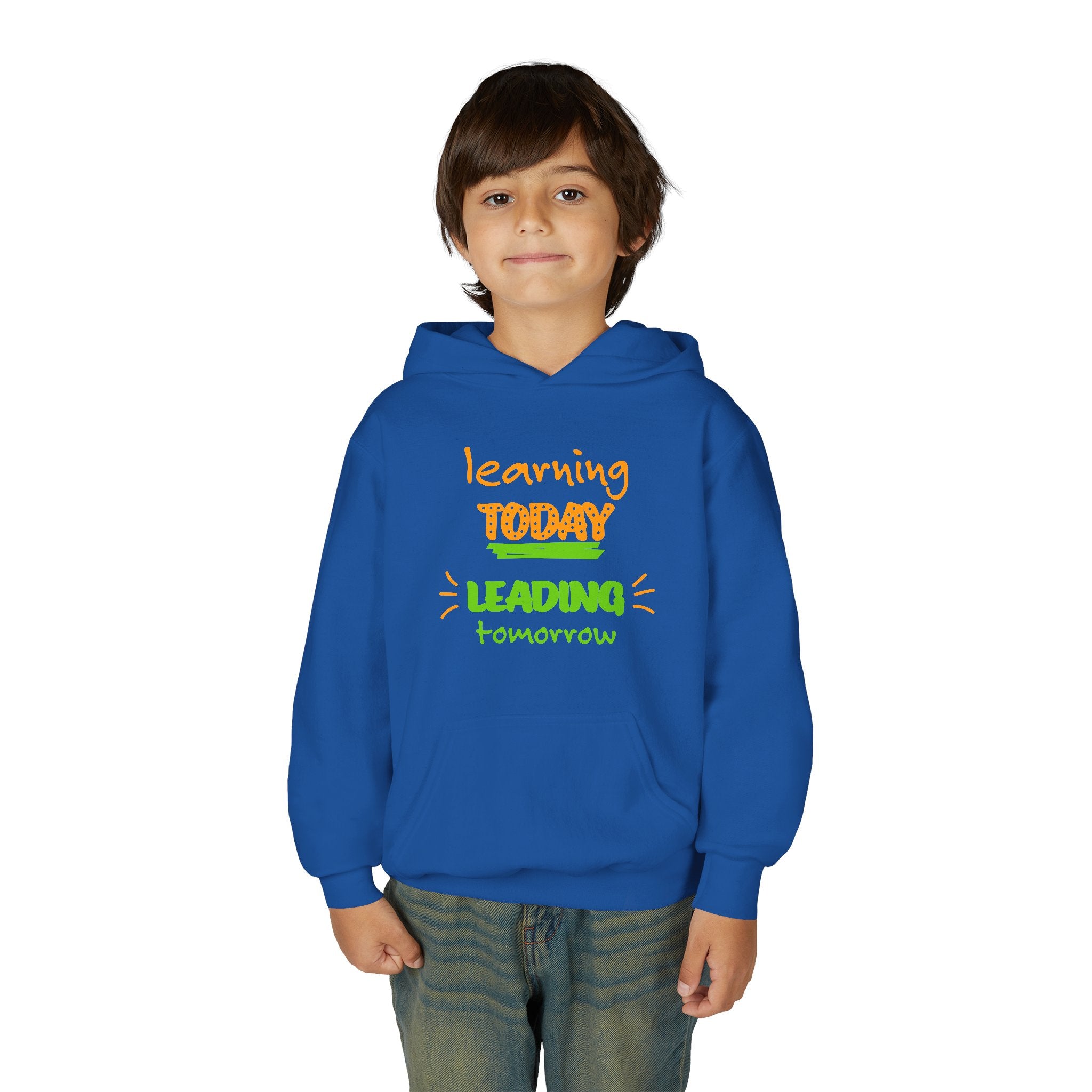 Youth Hoodie — “Learning Today, Leading Tomorrow” Inspirational School Sweatshirt