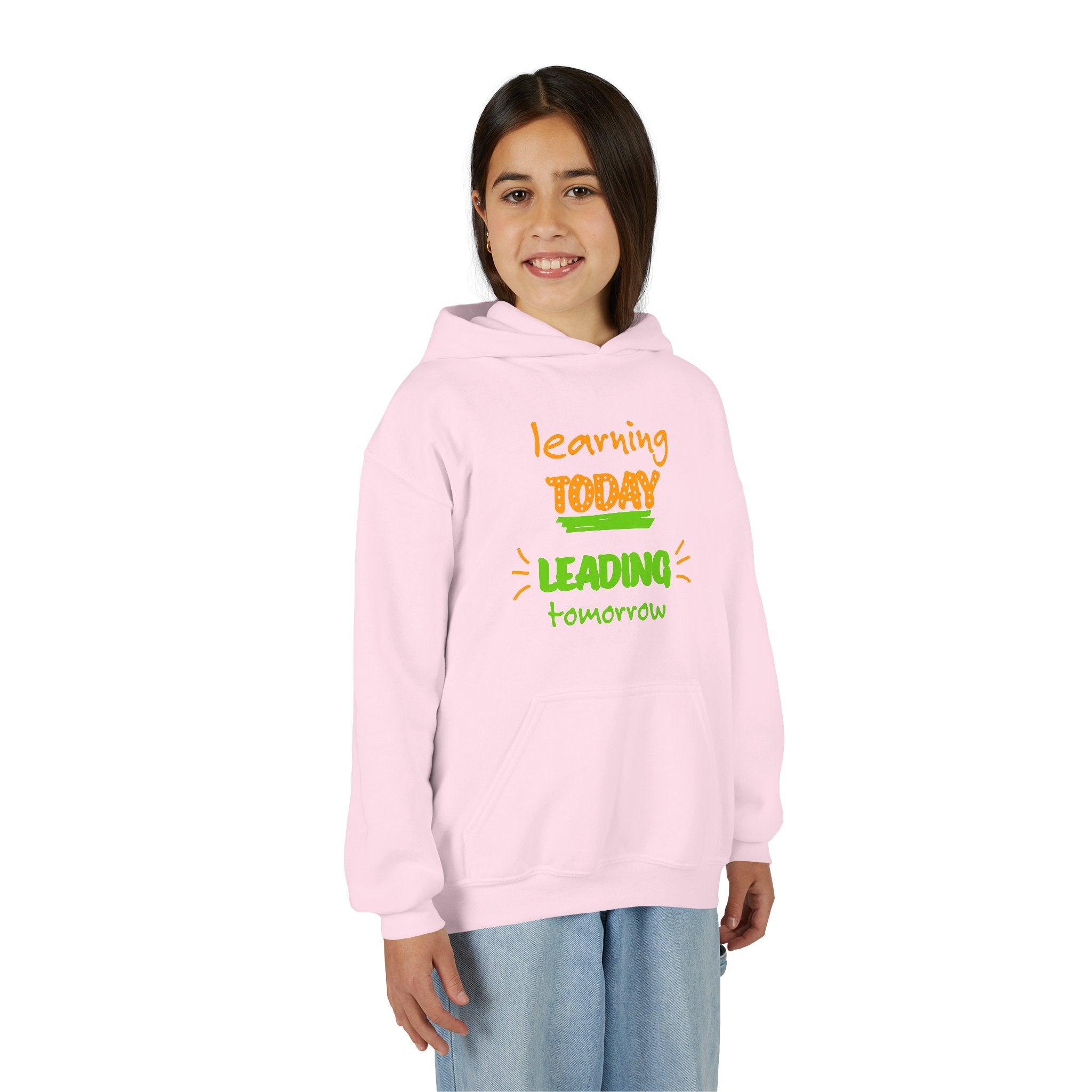 Youth Hoodie — “Learning Today, Leading Tomorrow” Inspirational School Sweatshirt