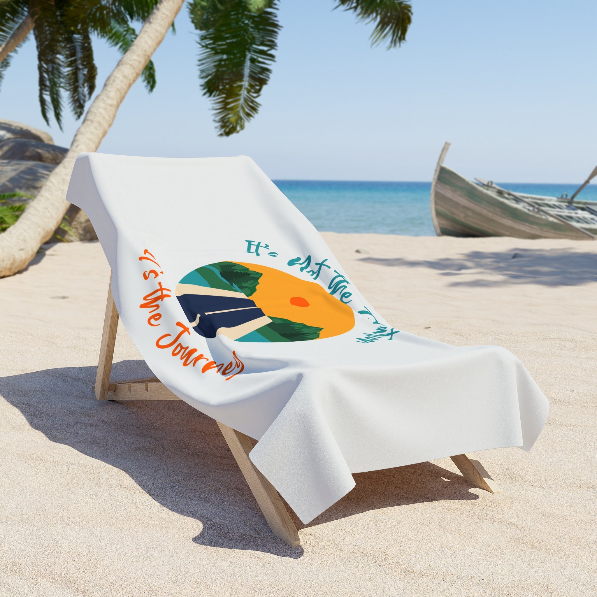Beach Towel — "It's Not the Destination, It's the Journey" Sunset Road Design