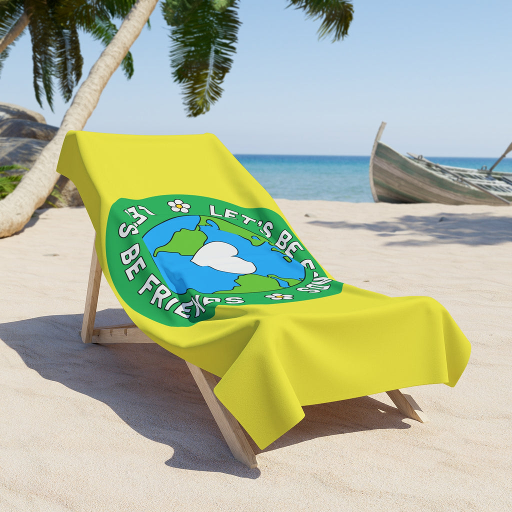 Let's Be Friends Earth Heart Beach Towel