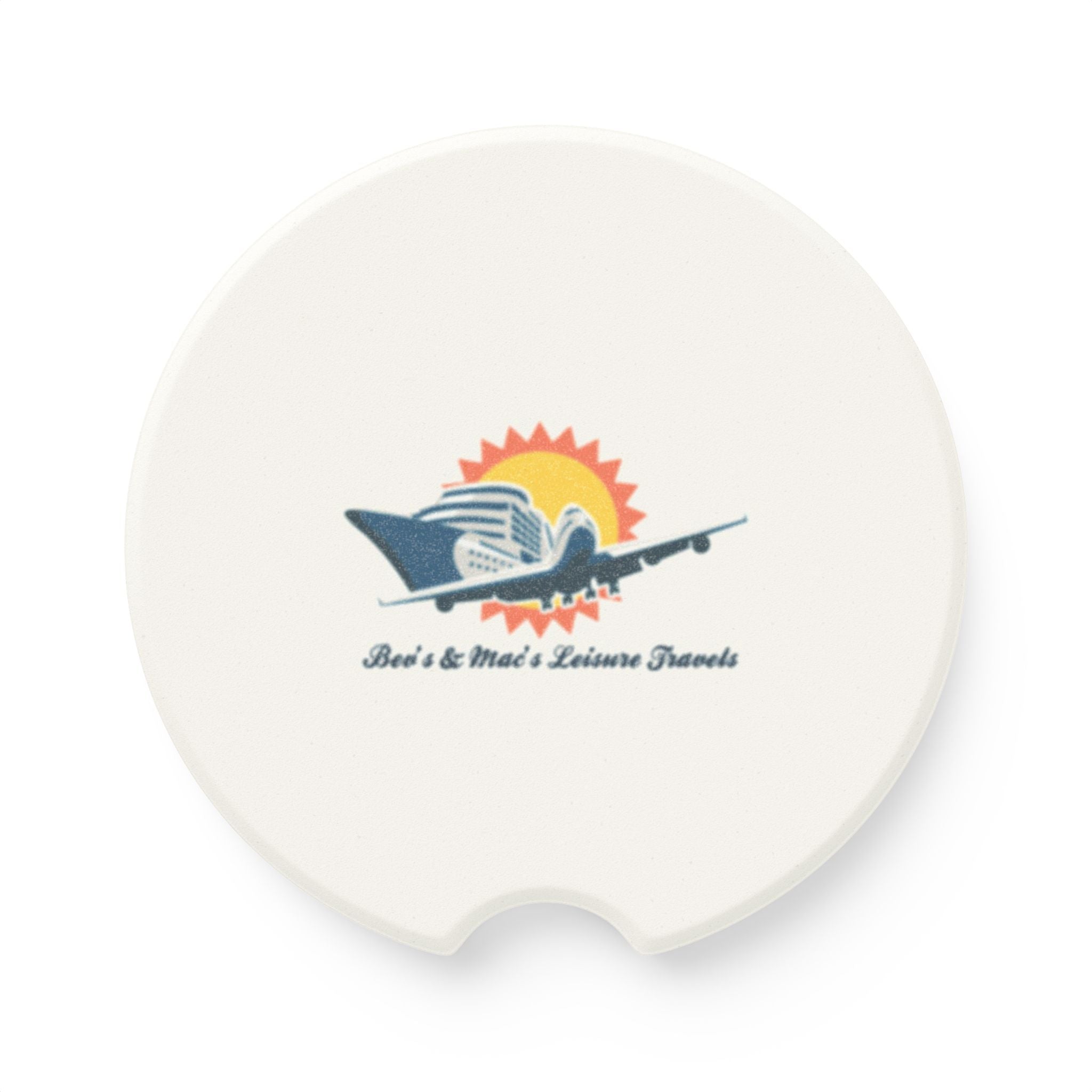 Soapstone Car Coaster — Vintage Airplane Travel Logo Car Cup Holder Protector