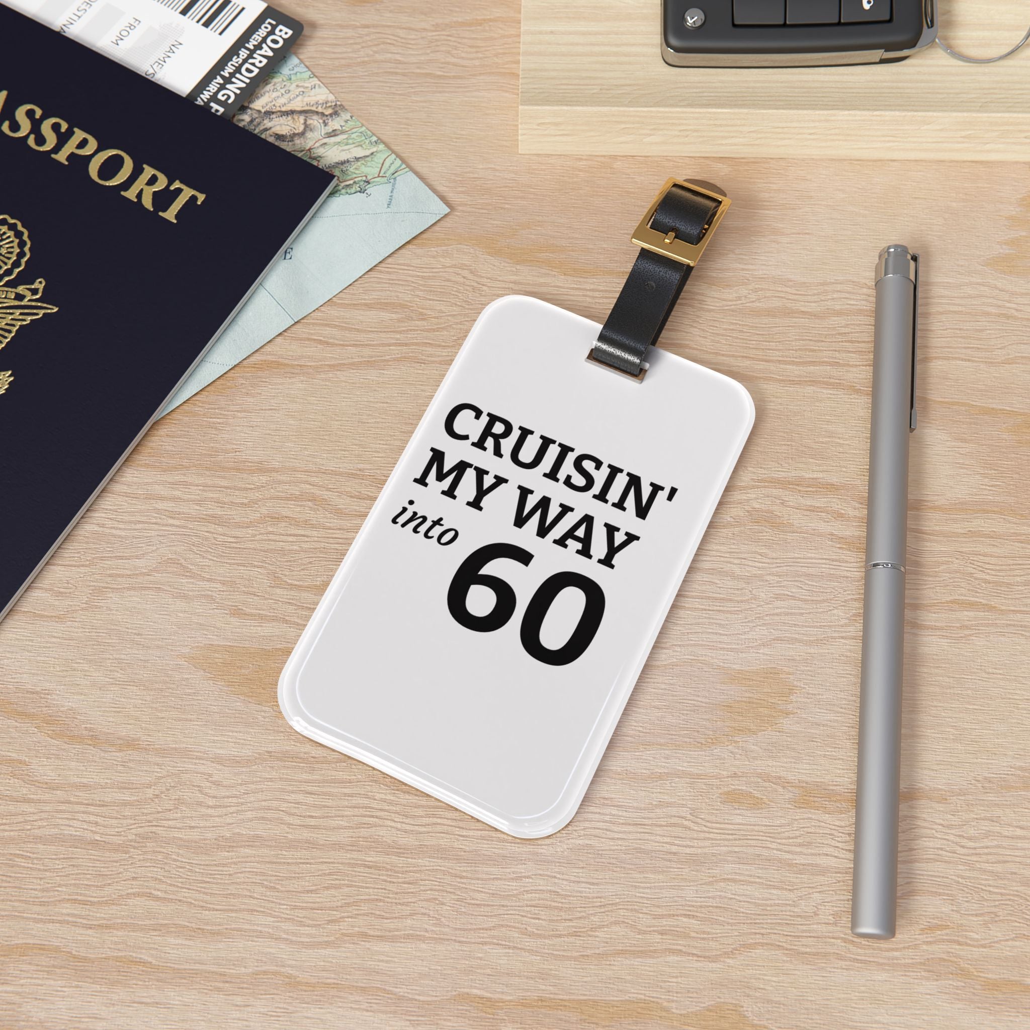 Luggage Tag — “Cruisin' My Way into 60” Birthday Travel ID