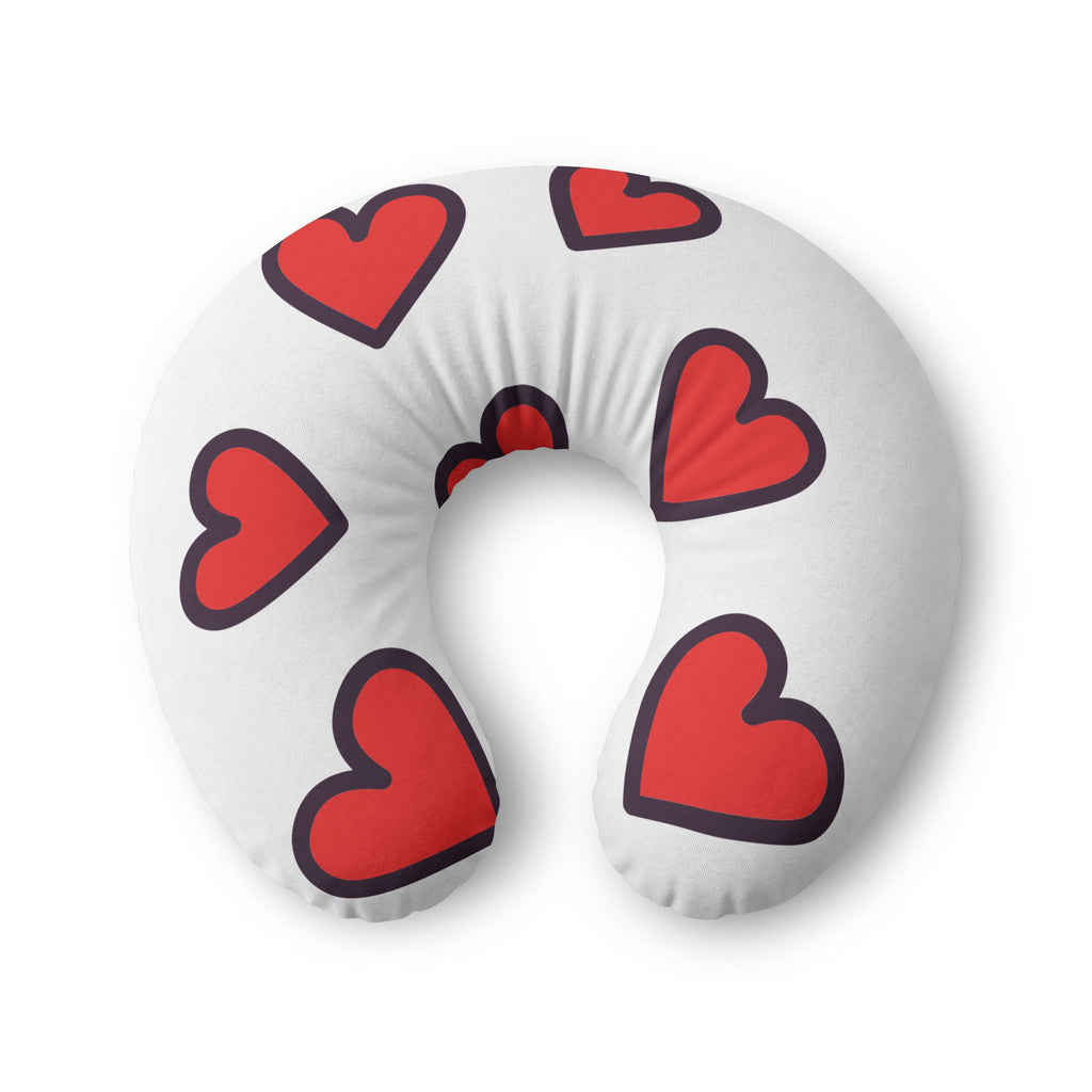 Nursing Pillow Cover - Red Hearts Pattern | Cute Nursing & Feeding Pillowcase