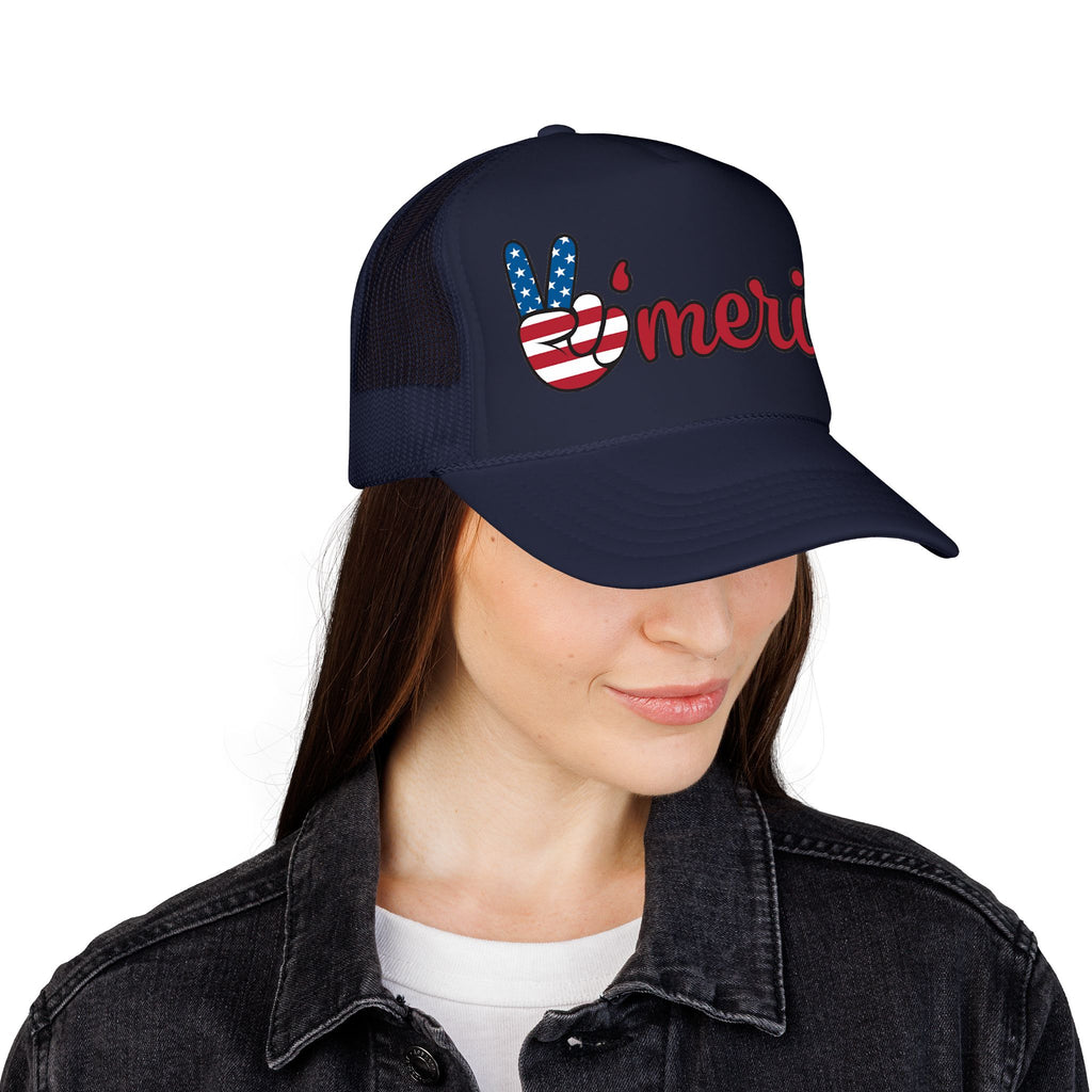 Trucker Hat — 'Merica Peace Sign USA Flag Foam Trucker Hat