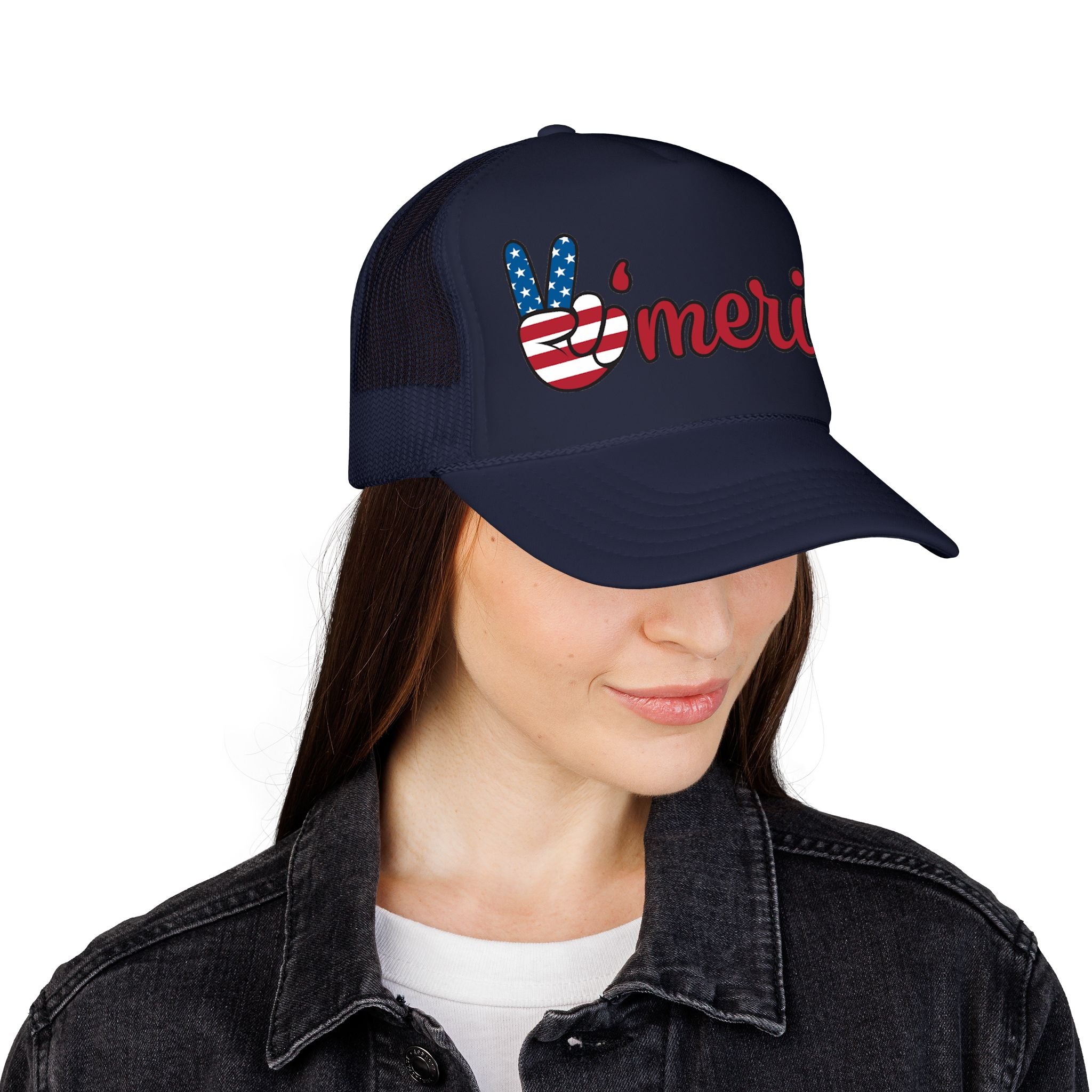Trucker Hat — 'Merica Peace Sign USA Flag Foam Trucker Hat