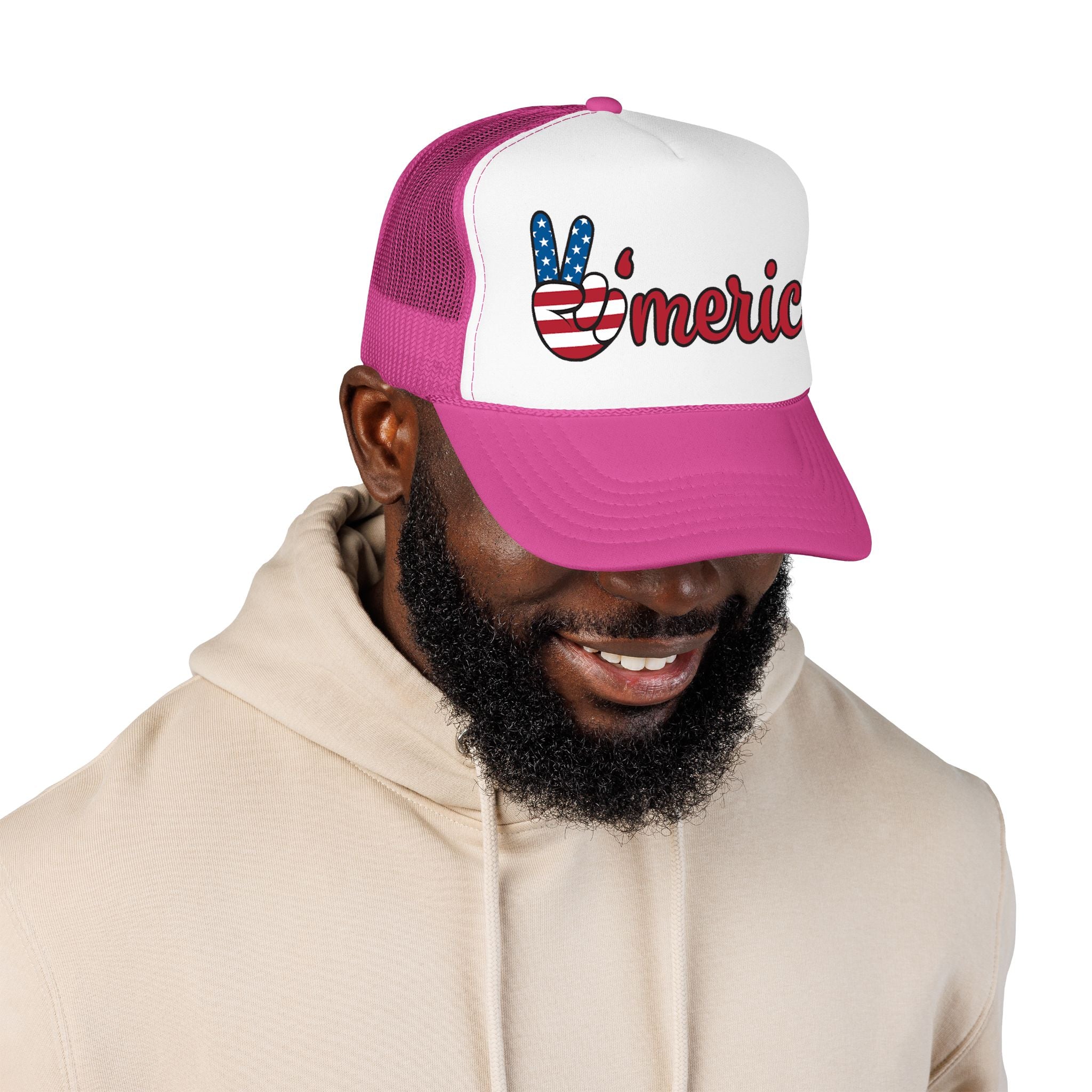 Trucker Hat — 'Merica Peace Sign USA Flag Foam Trucker Hat