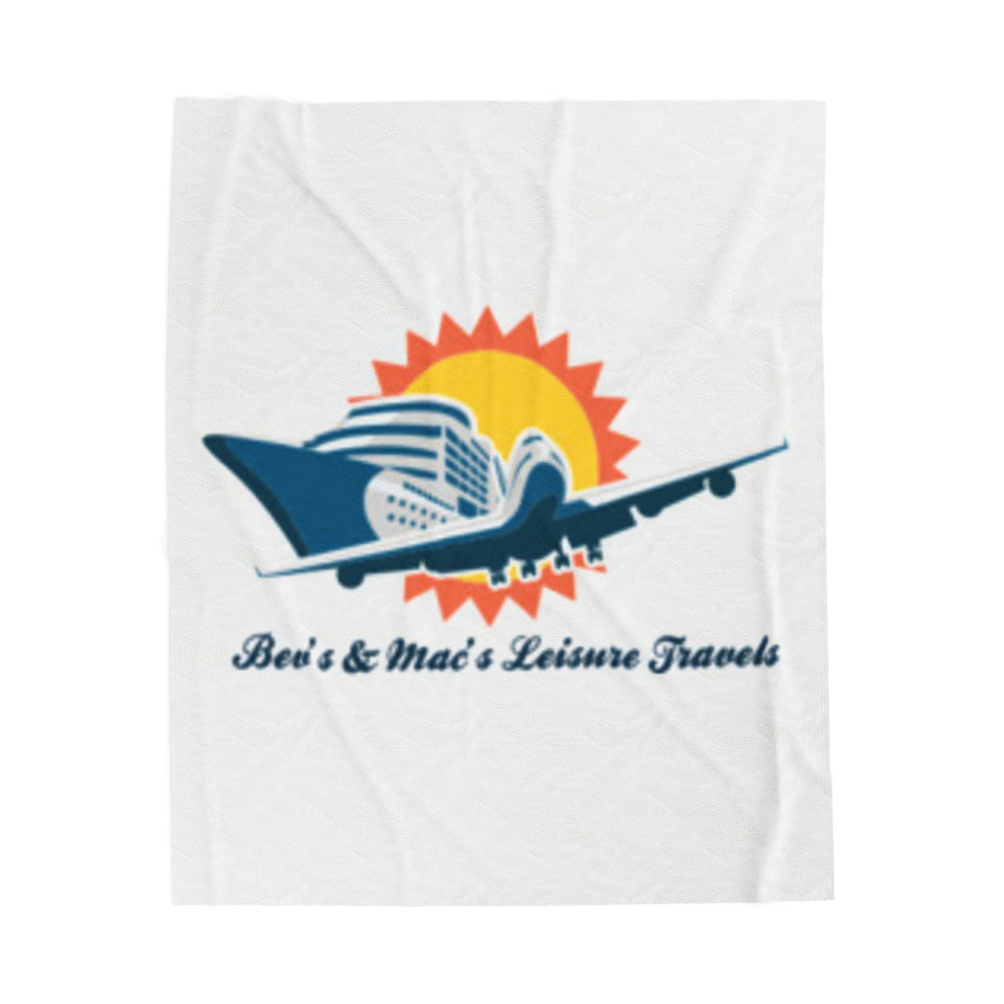 Plush Blanket — "Bei's & Mac's Leisure Travels" Cruise & Plane Travel Logo Throw