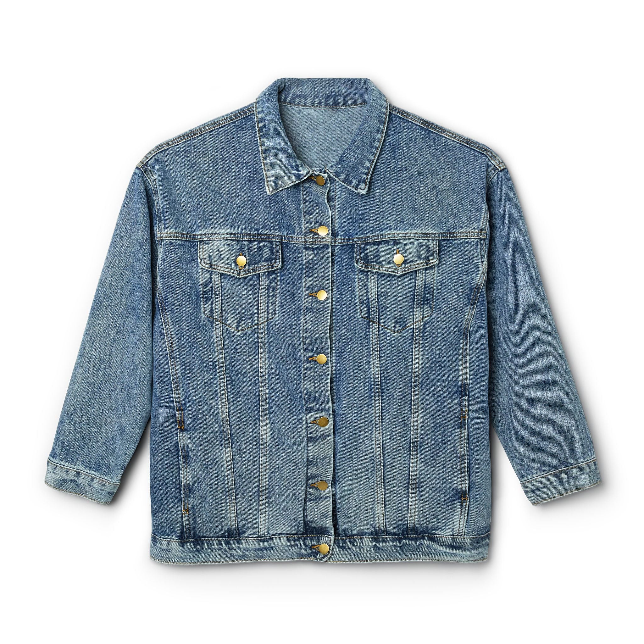 Denim Jacket — “60 Years Certified Classic” Back Print, Women's Vintage-Style Jean Jacket