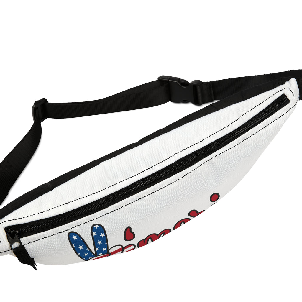 'Merica Peace Sign Fanny Pack — Patriotic USA Flag Waist Bag for 4th of July