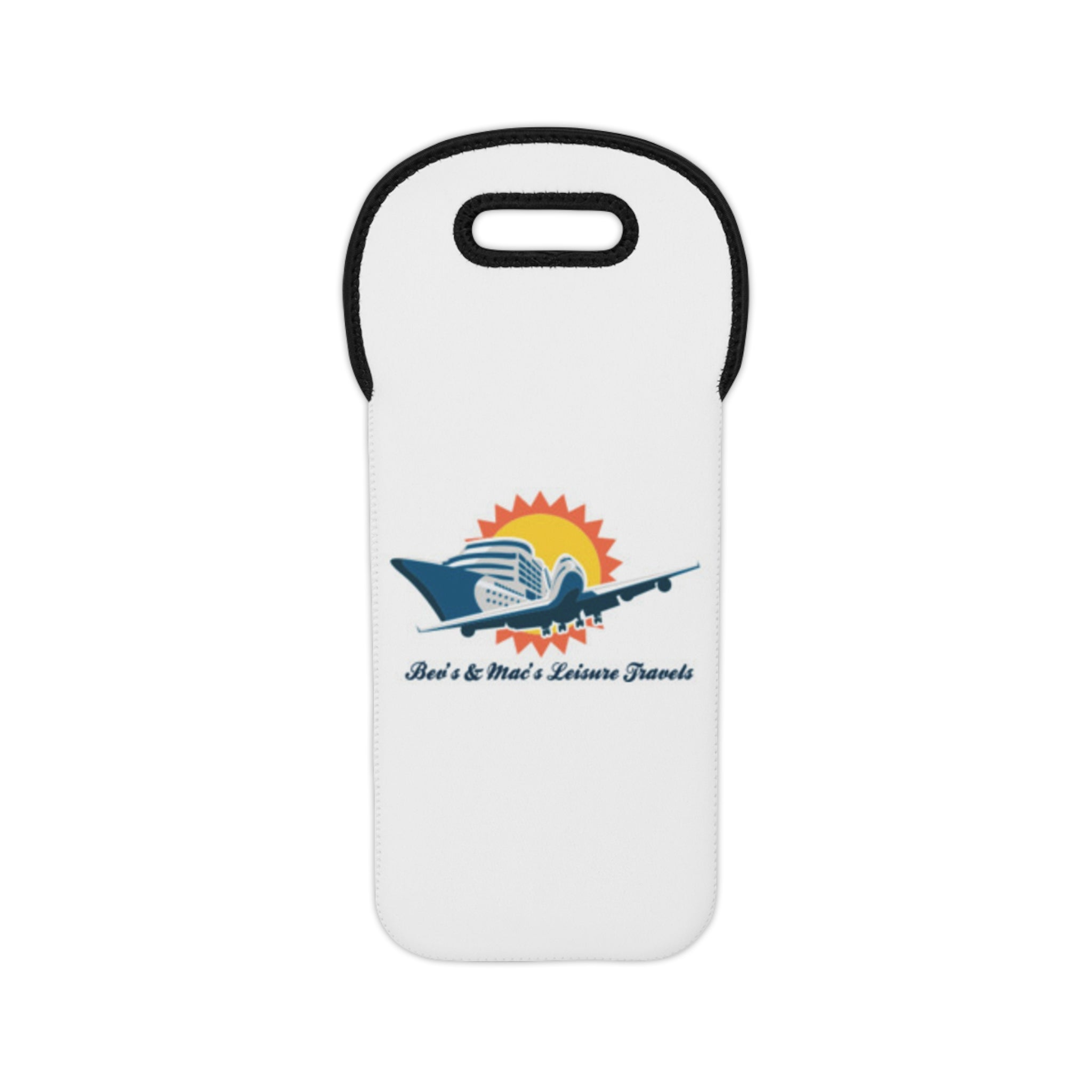 Wine Tote Bag - Retro Travel Plane Design "Best & Most Leisure Travels" | Insulated Bottle Carrier for Gifts & Vacations