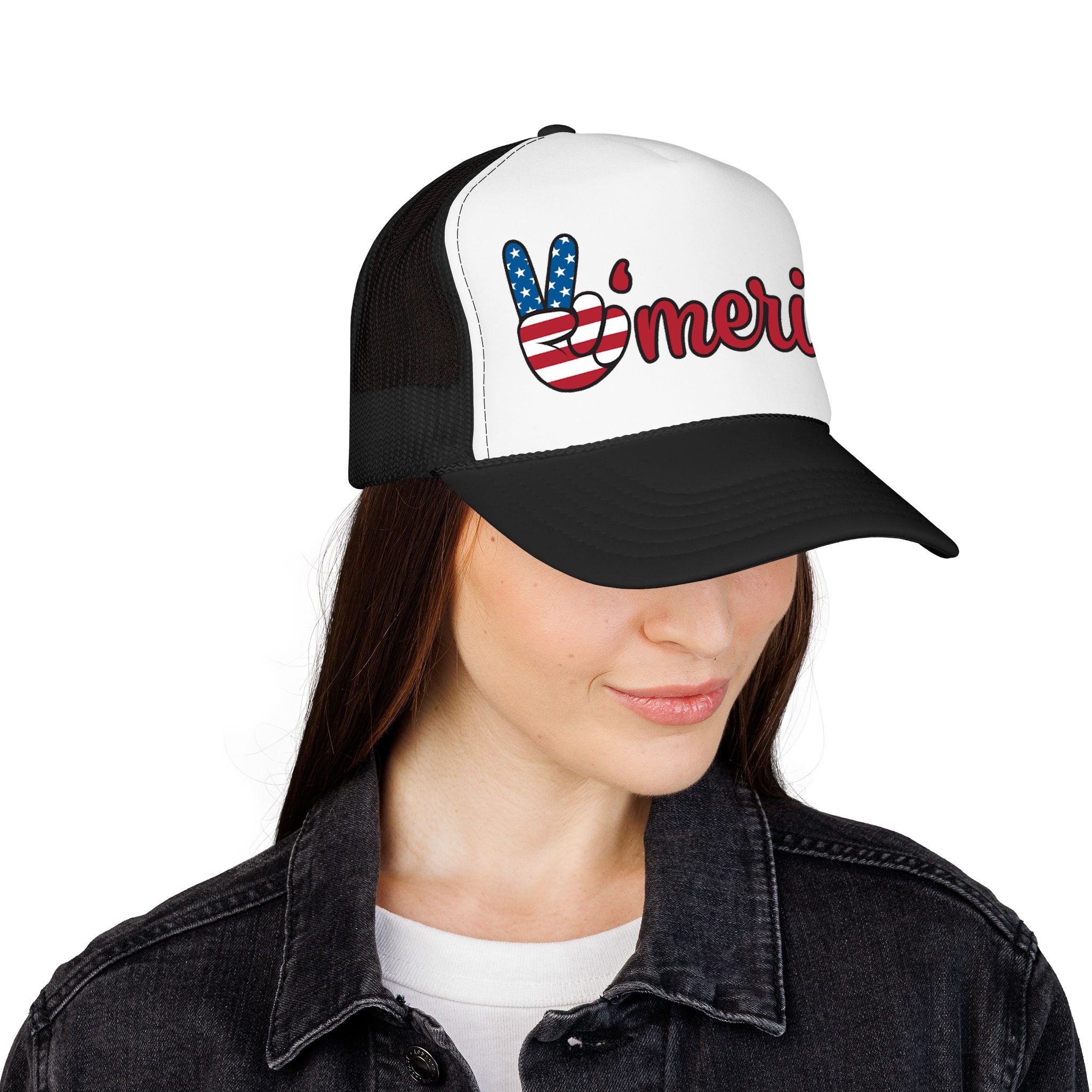 Trucker Hat — 'Merica Peace Sign USA Flag Foam Trucker Hat
