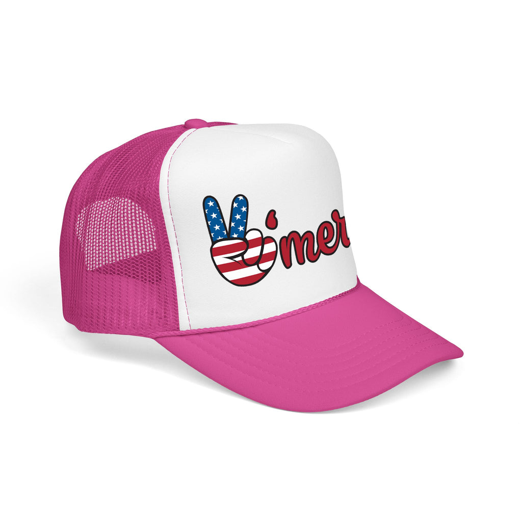 Trucker Hat — 'Merica Peace Sign USA Flag Foam Trucker Hat