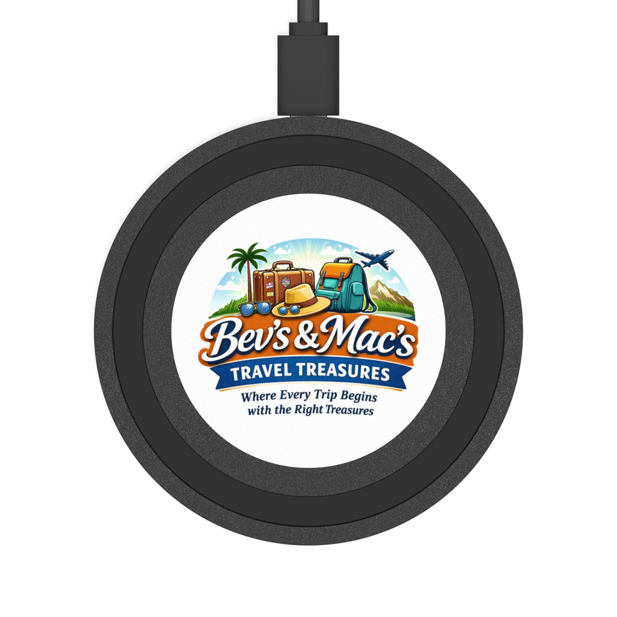 Wireless Charging Pad with Custom Travel Logo — Bev's & Mac's Travel Treasures