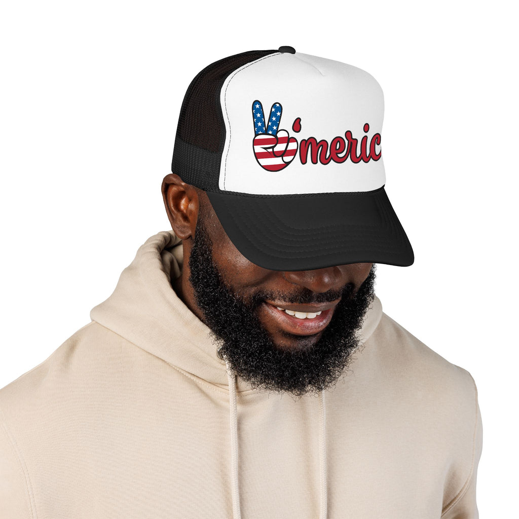 Trucker Hat — 'Merica Peace Sign USA Flag Foam Trucker Hat