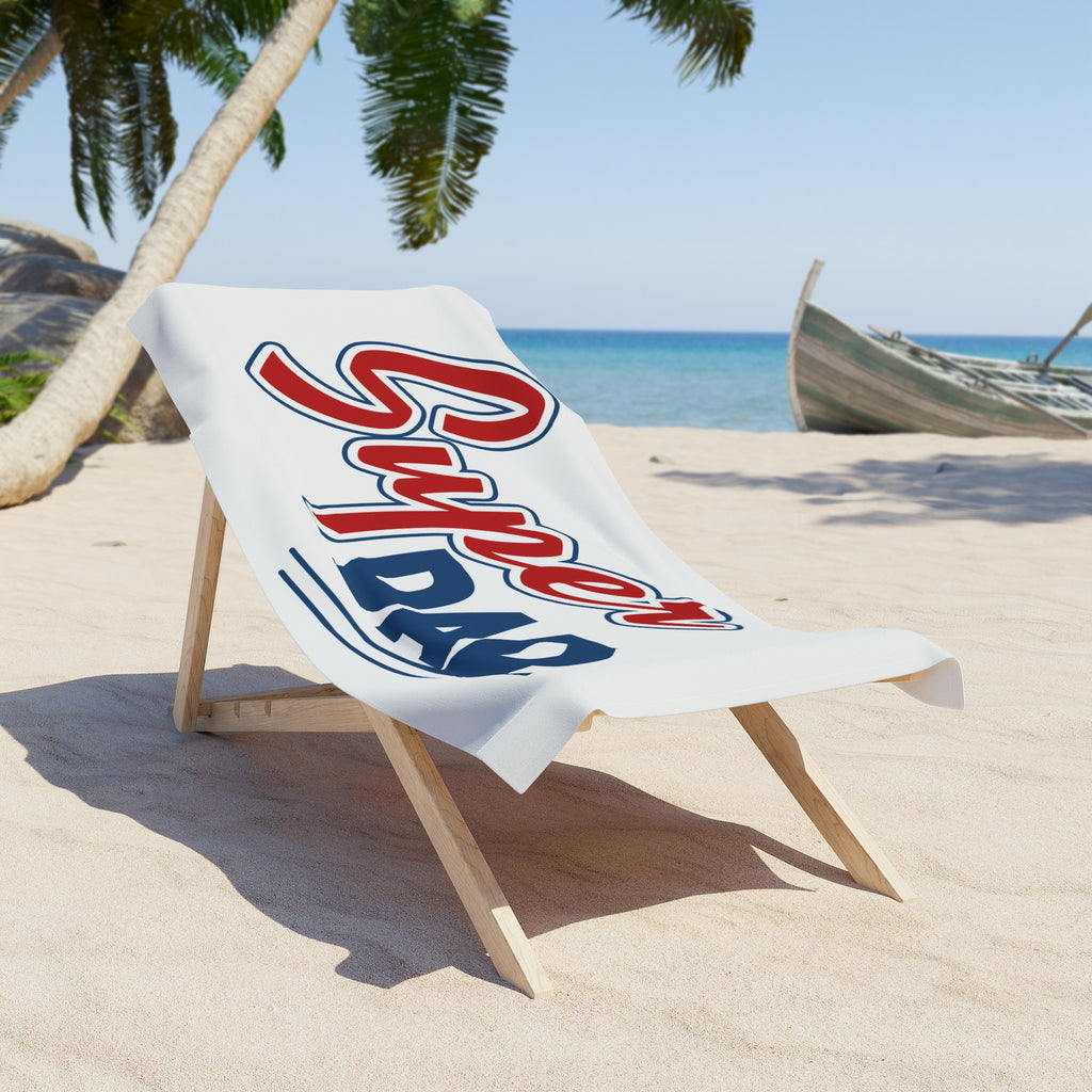 Super Dad Beach Towel – Father’s Day Gift, Patriotic Red & Blue Resort Towel